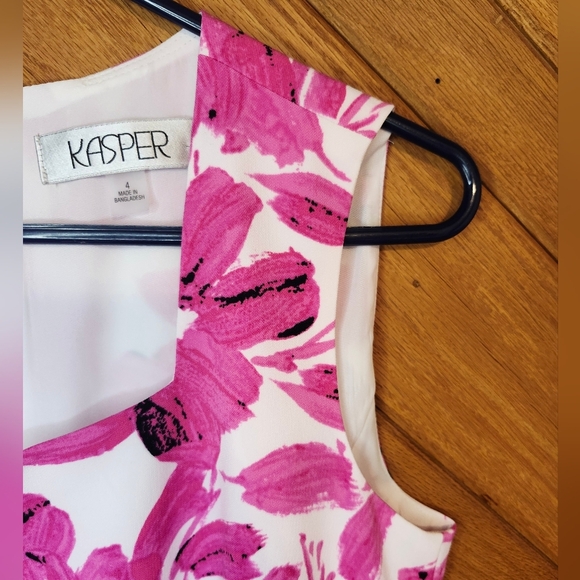 Kasper white and pink floral square neck sheath dress size 4 - Picture 5 of 14